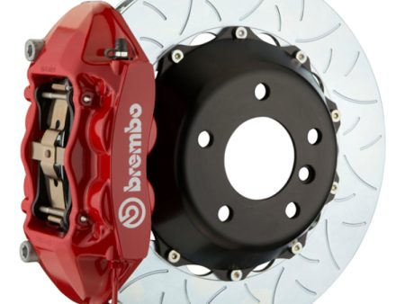 Brembo 01-04 996 C4S Rear GT BBK 4 Piston Cast 380x28 2pc Rotor Slotted Type3-Red For Sale