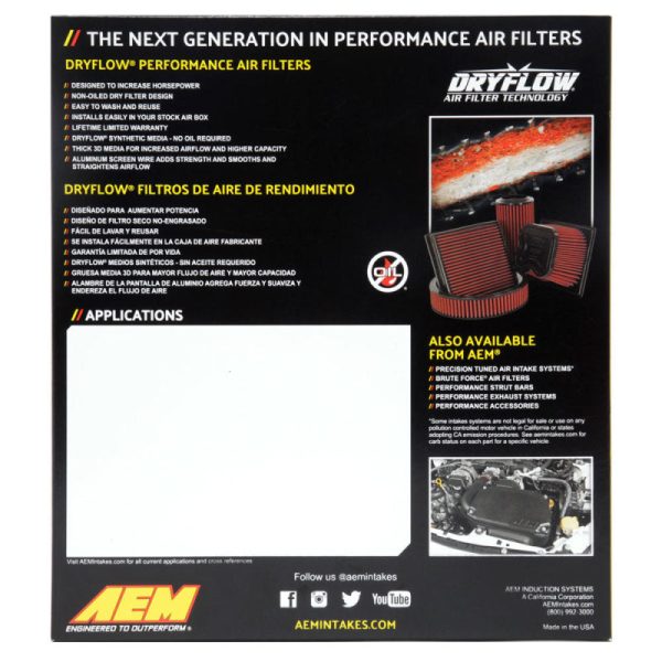 AEM 19-20 Subaru WRX STI 2.5L DryFlow Air Filter Fashion